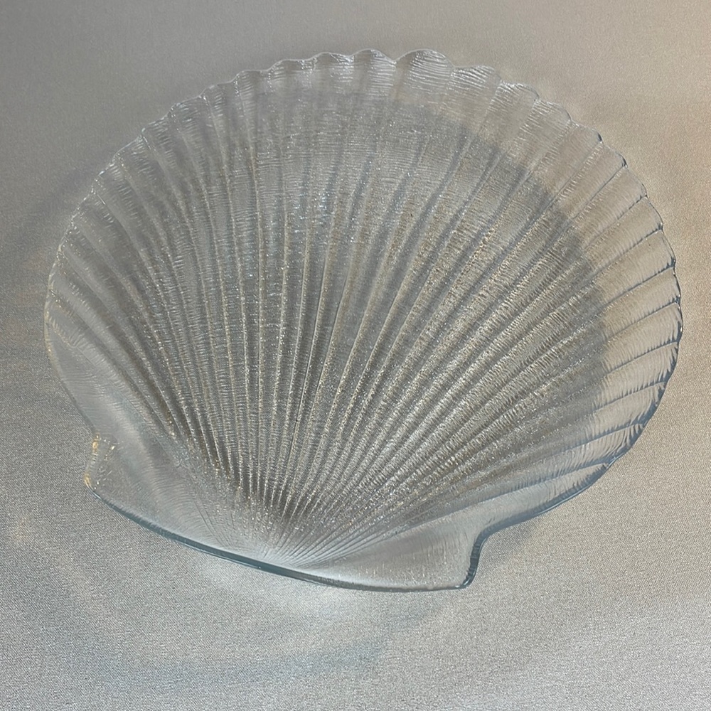 Arcoroc French Glass Sea Shell Serving Platter.